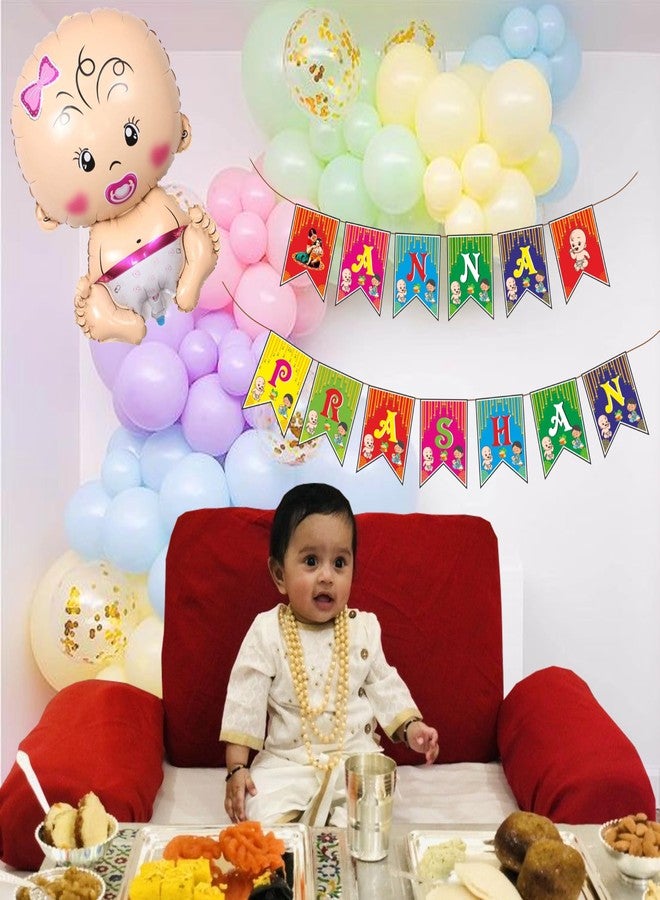 TOYXE Annaprashan Baby Rice Ceremony Decoration for Girls - 84 Piece Paper Banner Combo Pack - Image 3